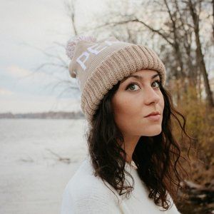 Peace Winter Hat - tan/white - Lake Effect Co